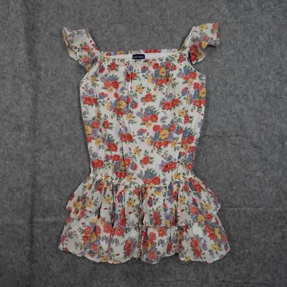 Ralph Lauren Dress Girls 10 Floral Ruffle Mini Flutter Sleeve - Picture 1 of 8